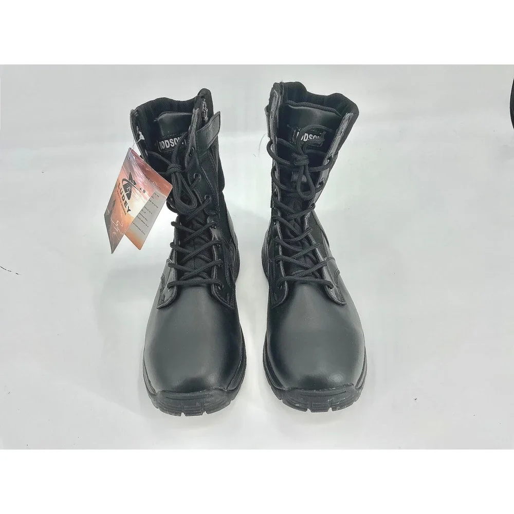 IODSON Men's Black Lace Up Side Zip‎ Combat Boots Size 9.5